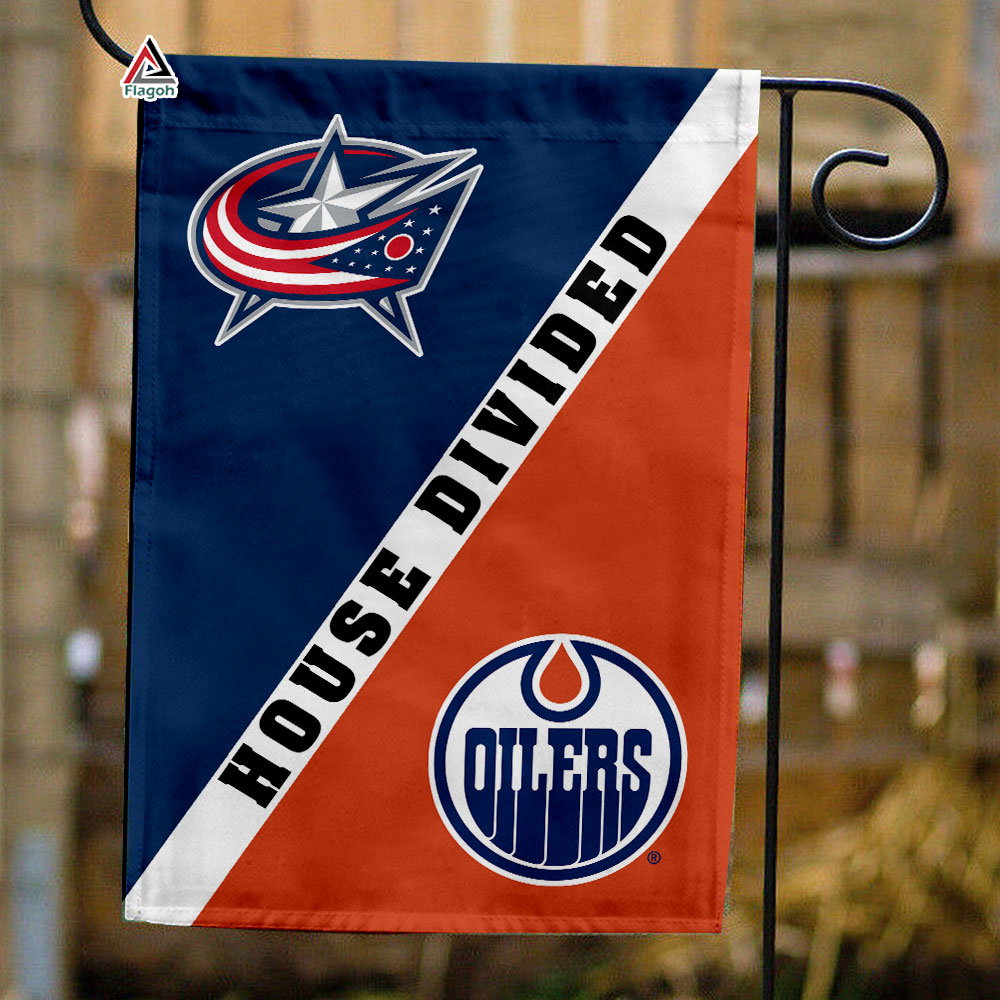 Blue Jackets vs Oilers House Divided Flag, NHL House Divided Flag