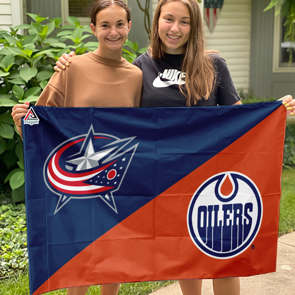 Blue Jackets vs Oilers House Divided Flag, NHL House Divided Flag - Image 3