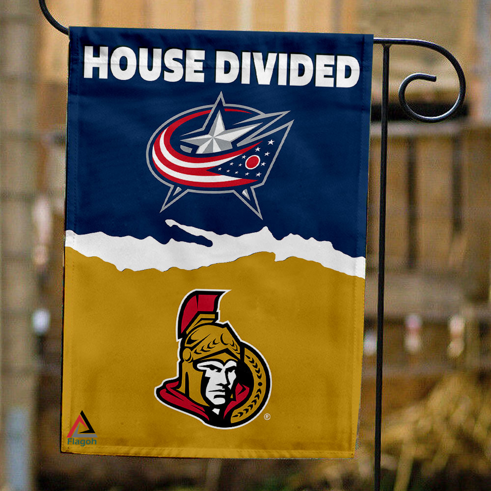 Blue Jackets vs Senators House Divided Flag, NHL House Divided Flag