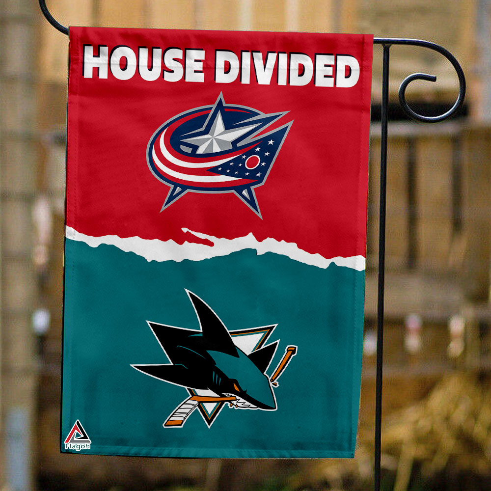 Blue Jackets vs Sharks House Divided Flag, NHL House Divided Flag