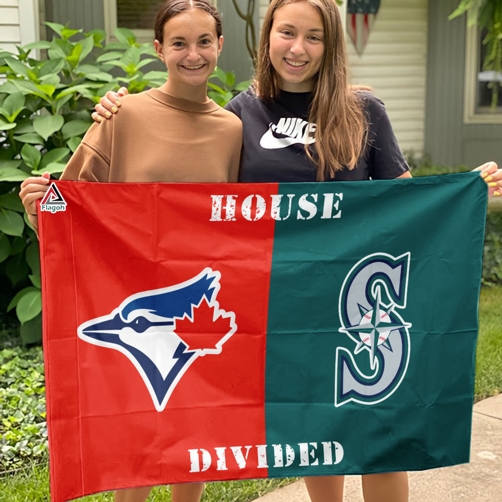 Blue Jays vs Mariners House Divided Flag, MLB House Divided Flag - Image 4