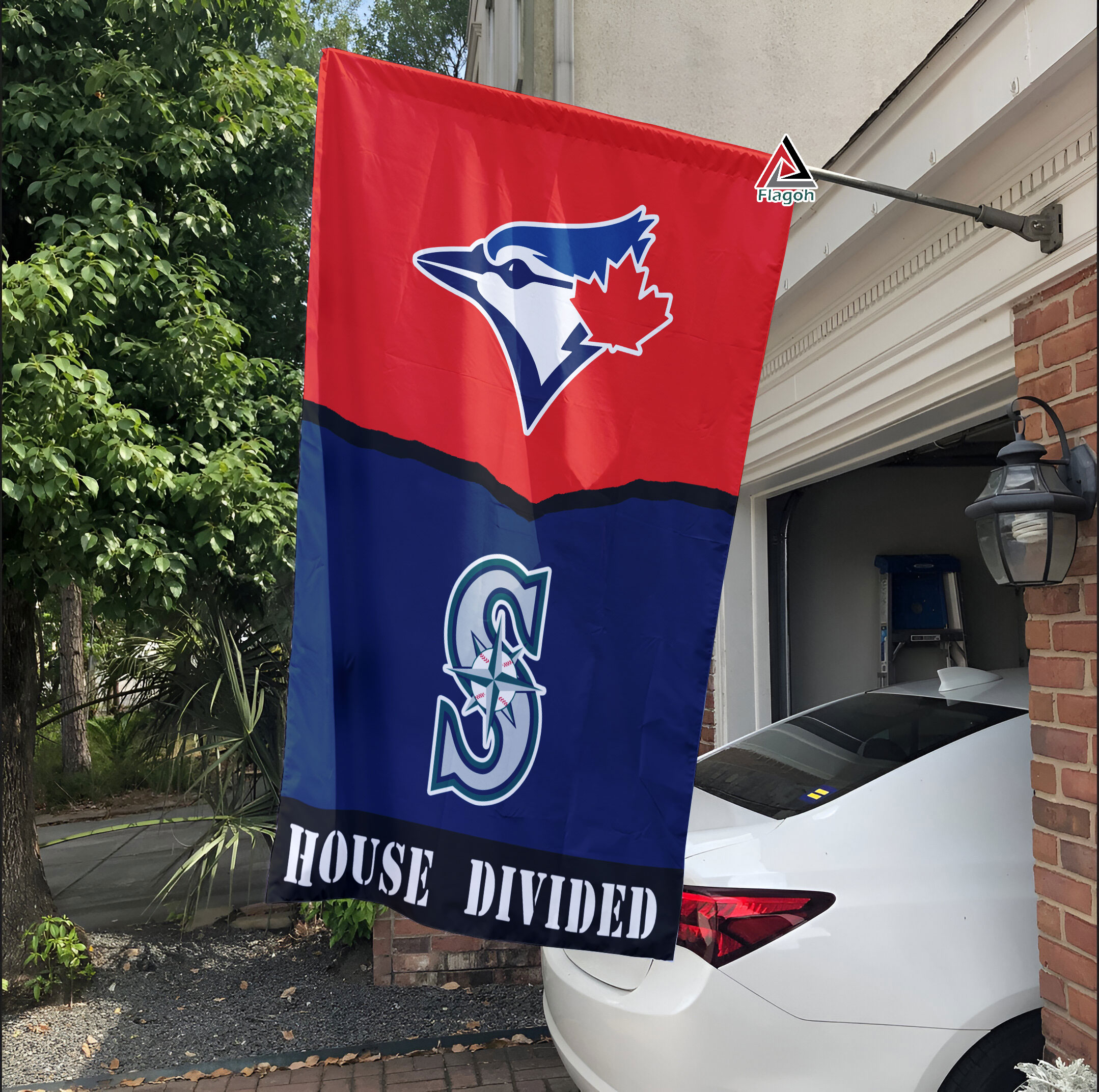 Blue Jays vs Mariners House Divided Flag, MLB House Divided Flag - Image 3