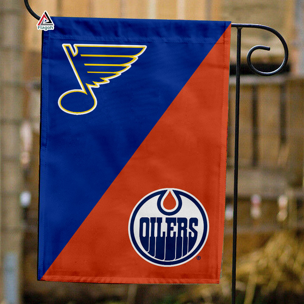 Blues vs Oilers House Divided Flag, NHL House Divided Flag