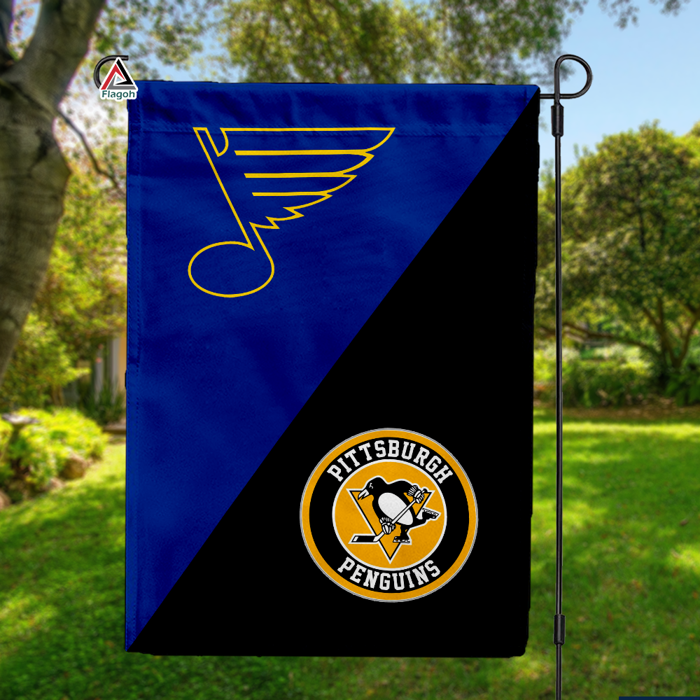 Blues vs Penguins House Divided Flag, NHL House Divided Flag