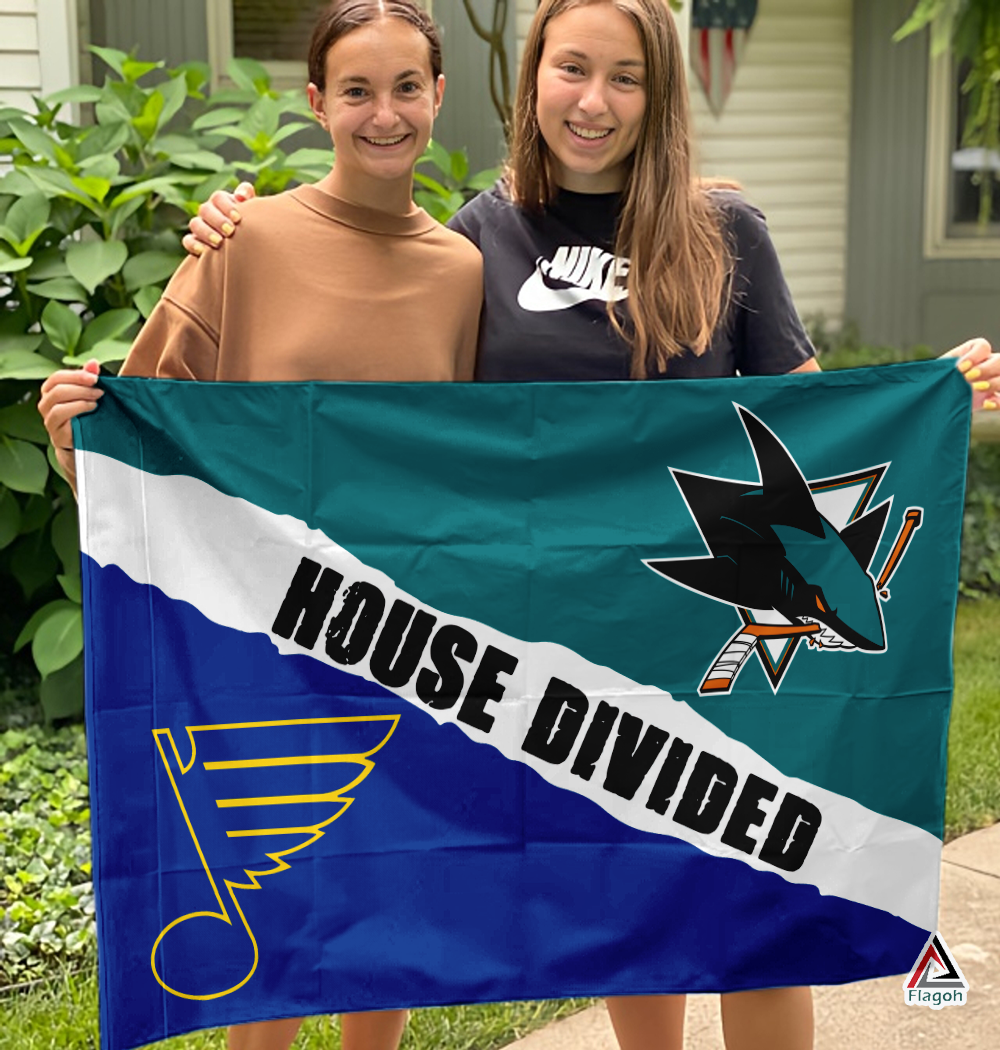Blues vs Sharks House Divided Flag, NHL House Divided Flag - Image 3