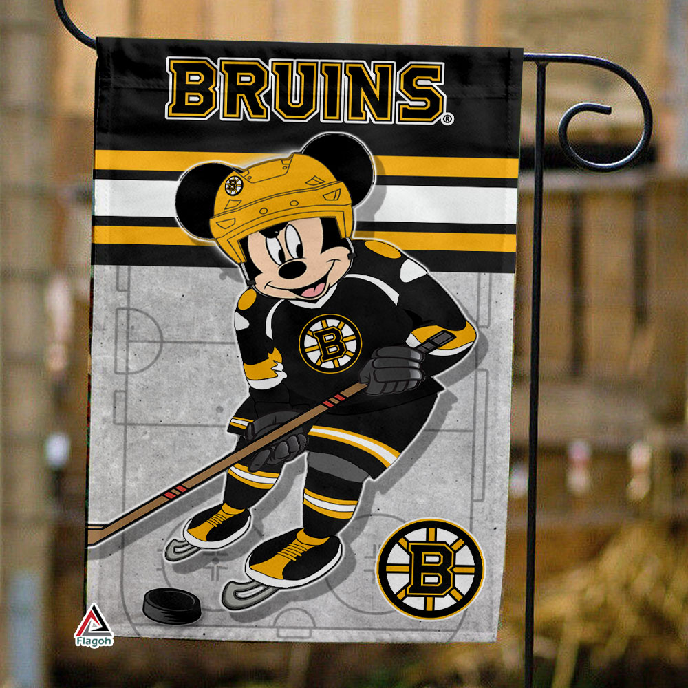 Boston Bruins x Mickey Hockey Flag, Boston Bruins Flag, NHL Premium Flag