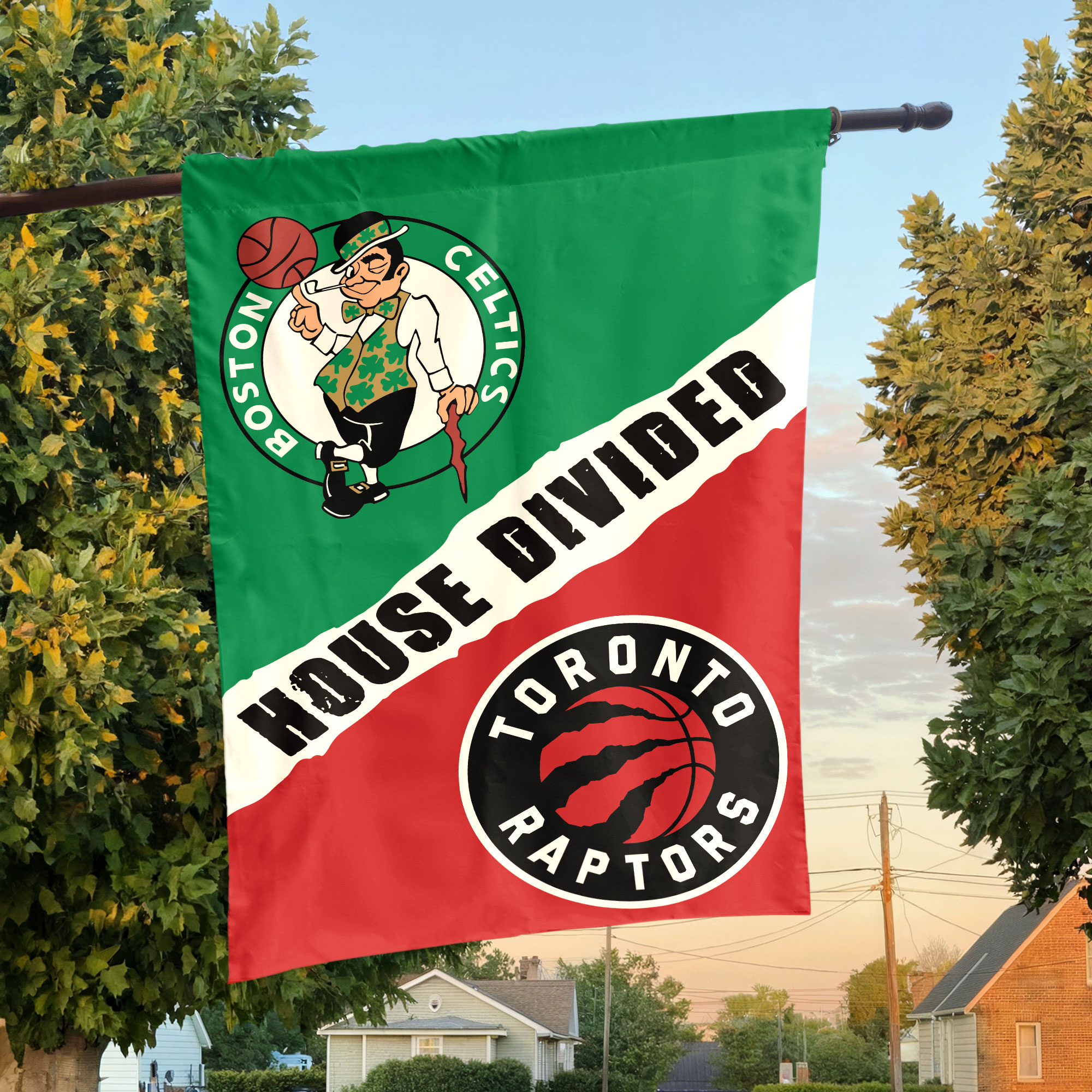 Boston vs Toronto House Divided Flag, NBA House Divided Flag