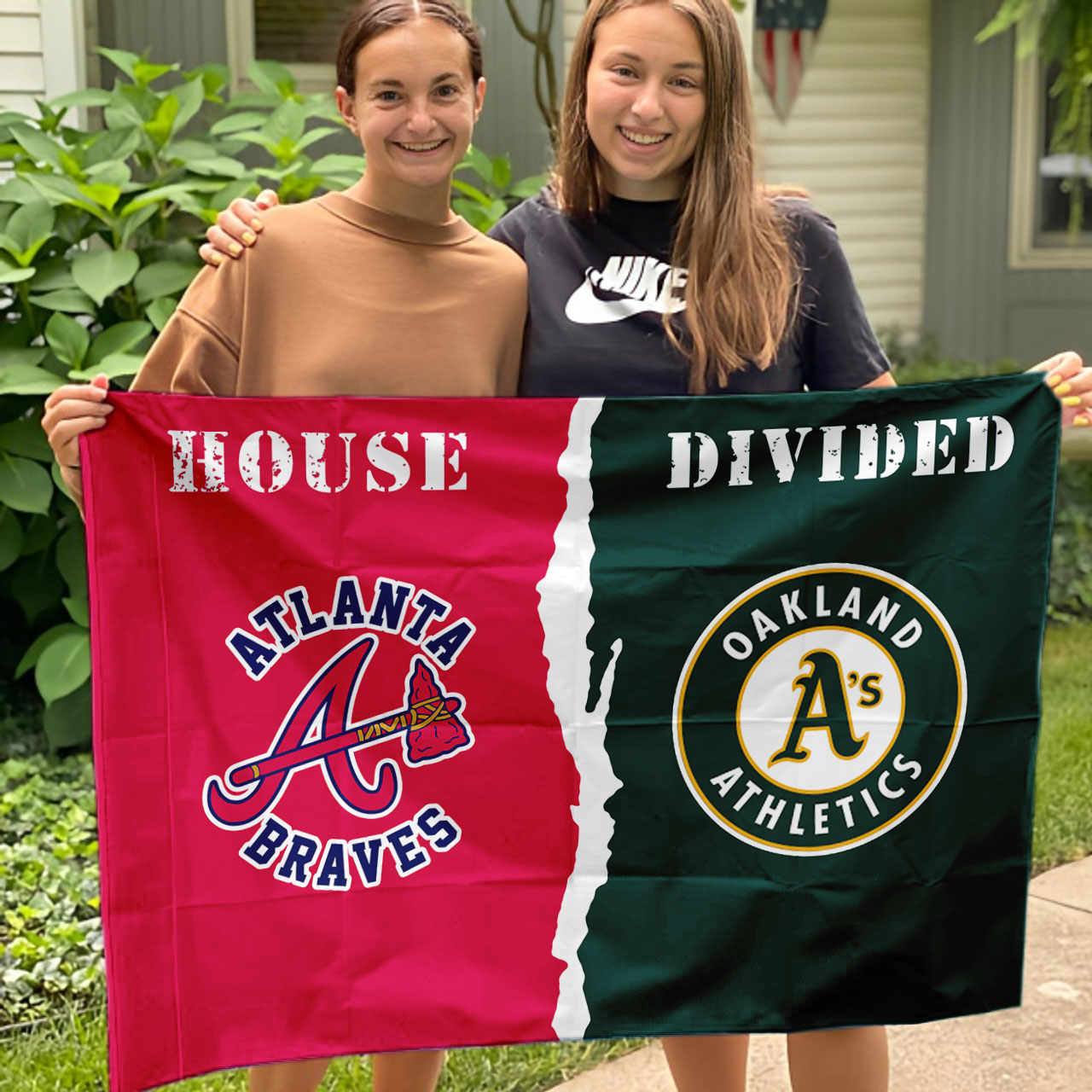 Braves vs Athletics House Divided Flag, MLB House Divided Flag - Image 3