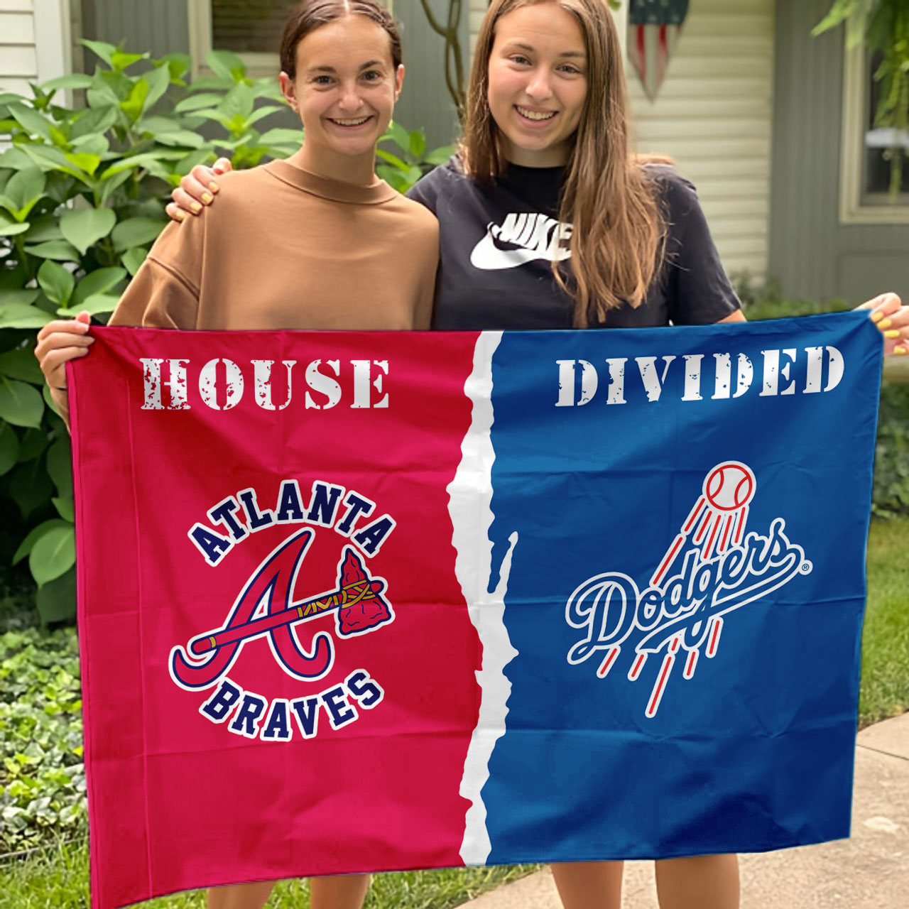 Braves vs Dodgers House Divided Flag, MLB House Divided Flag - Image 3