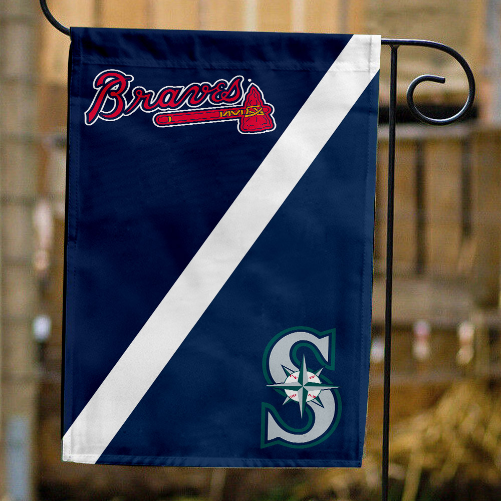 Braves vs Mariners House Divided Flag, MLB House Divided Flag