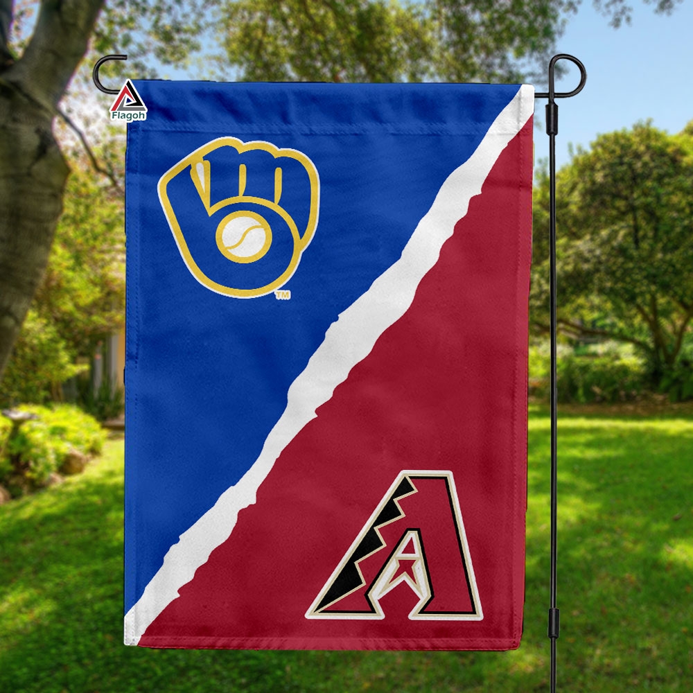 Brewers vs Diamondbacks House Divided Flag, MLB House Divided Flag