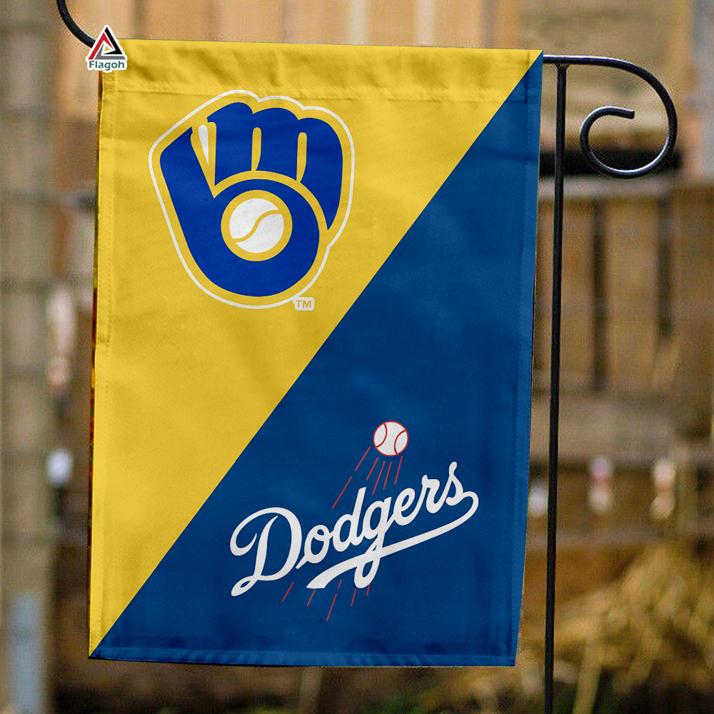 Brewers vs Dodgers House Divided Flag, MLB House Divided Flag