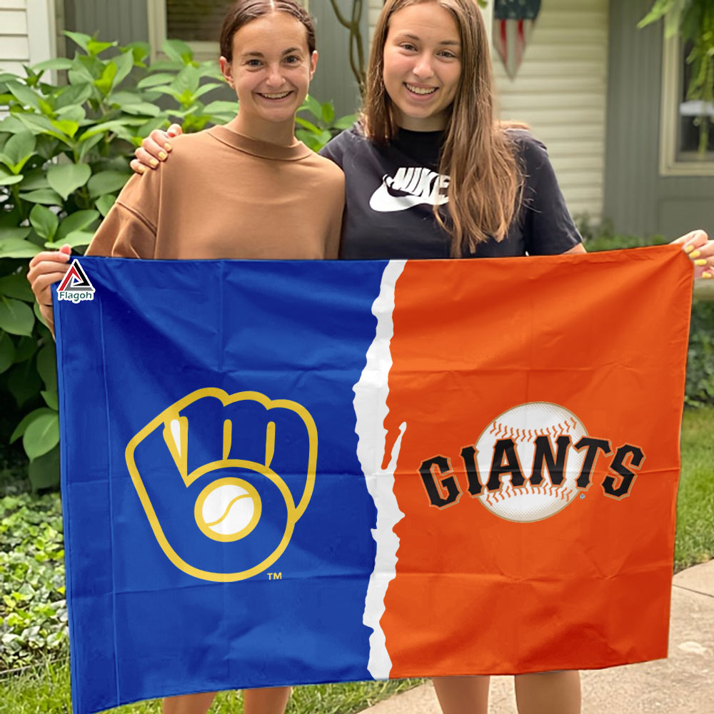Brewers vs Giants House Divided Flag, MLB House Divided Flag - Image 4
