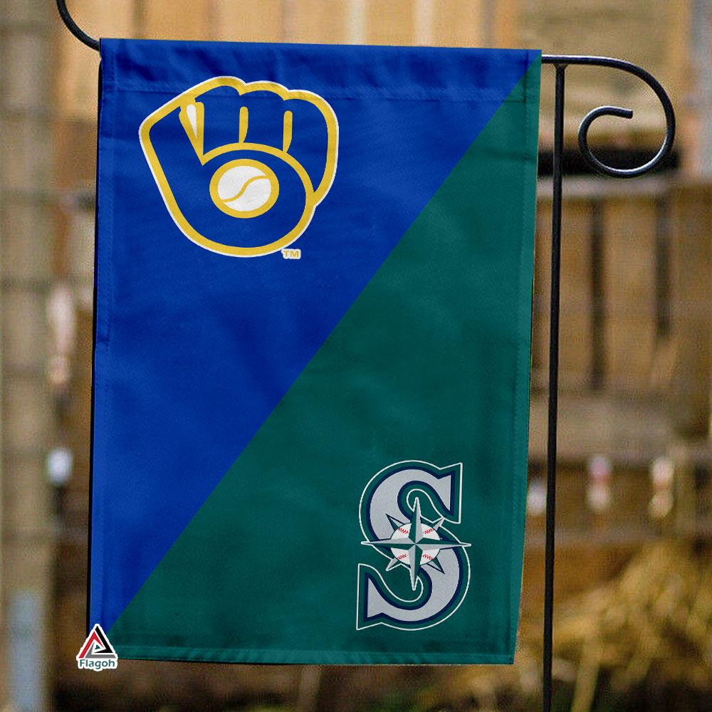 Brewers vs Mariners House Divided Flag, MLB House Divided Flag