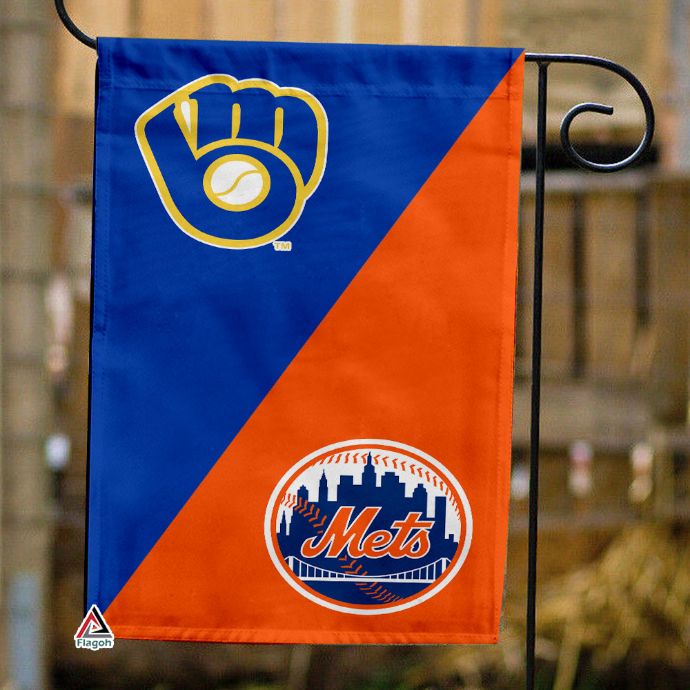 Brewers vs Mets House Divided Flag, MLB House Divided Flag