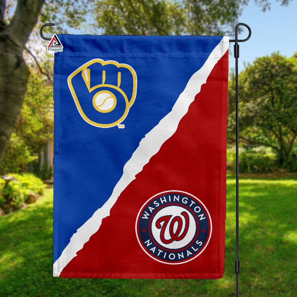 Brewers vs Nationals House Divided Flag, MLB House Divided Flag