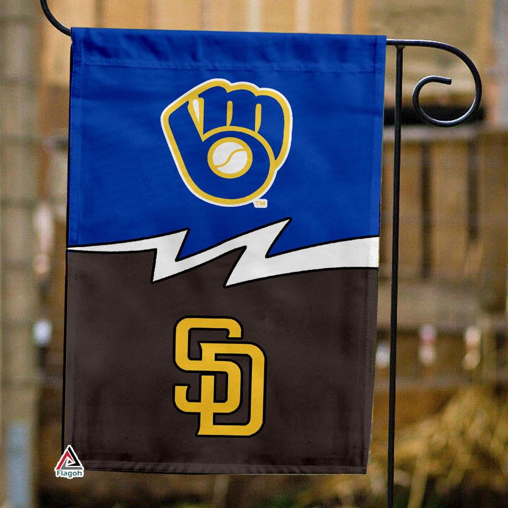 Brewers vs Padres House Divided Flag, MLB House Divided Flag