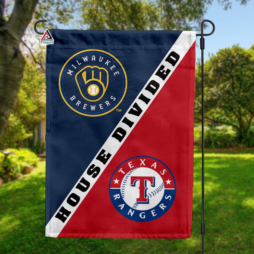 Brewers vs Rangers House Divided Flag, MLB House Divided Flag