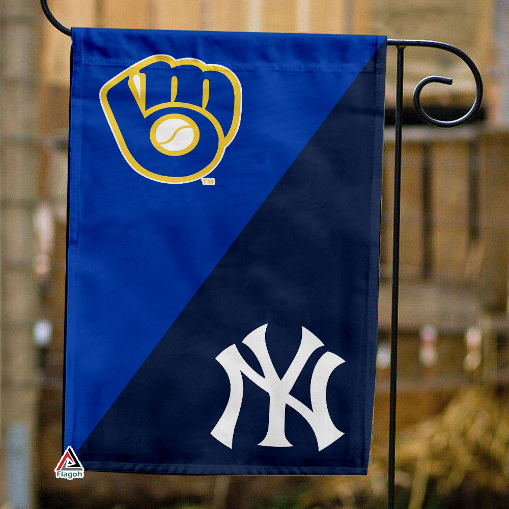 Brewers vs Yankees House Divided Flag, MLB House Divided Flag