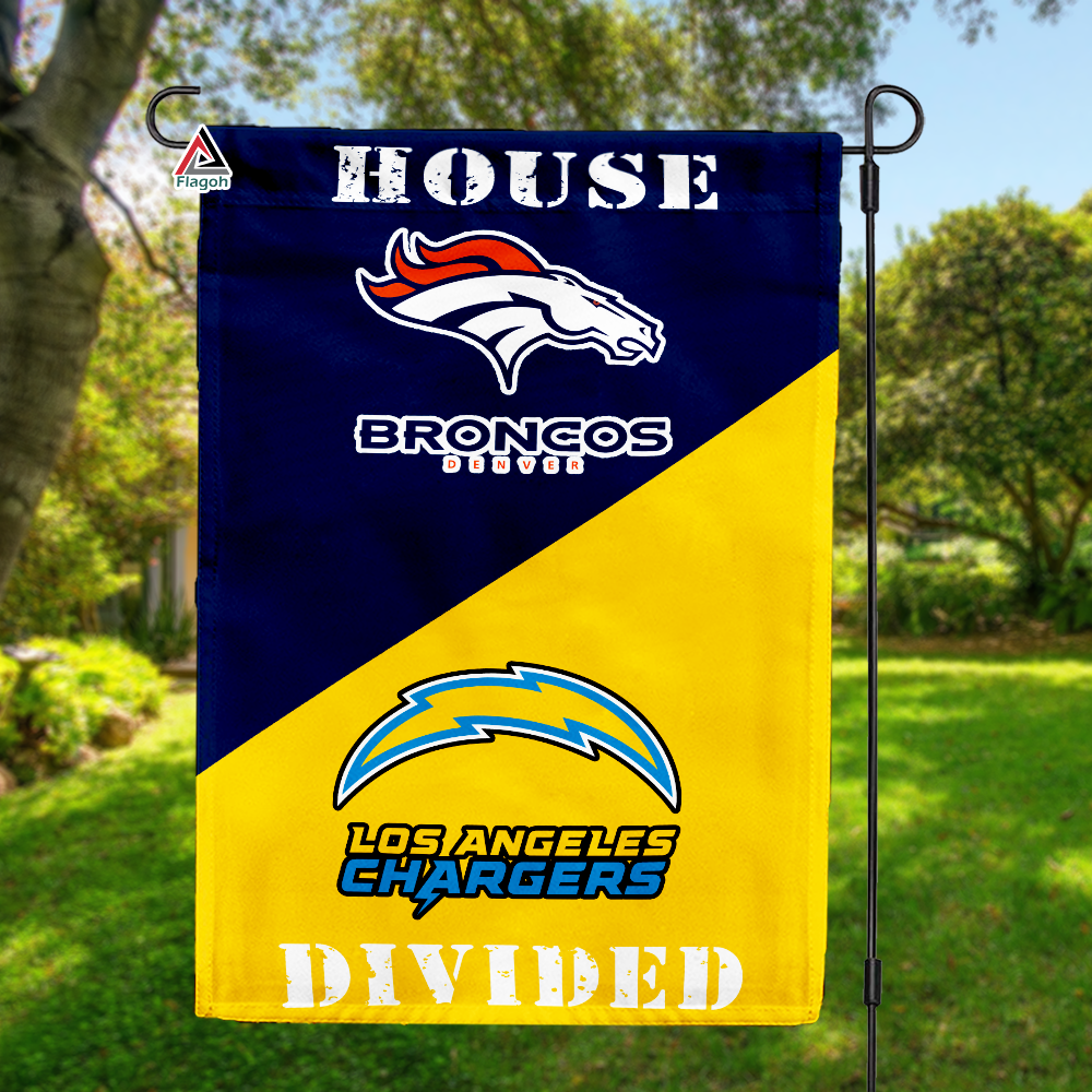 Broncos vs Chargers House Divided Flag, NFL House Divided Flag