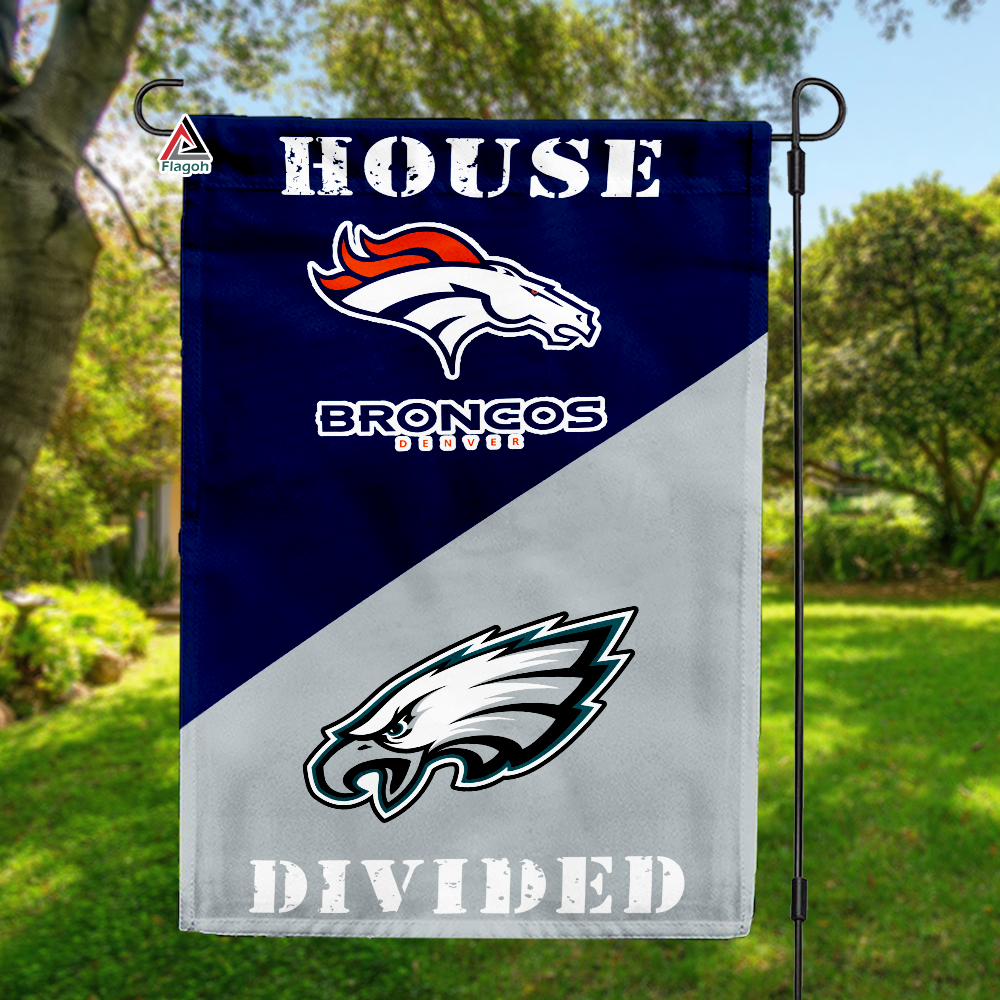 Broncos vs Eagles House Divided Flag, NFL House Divided Flag