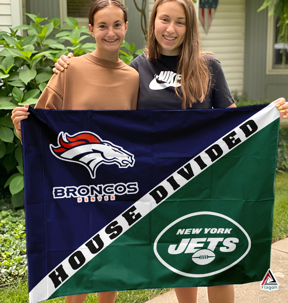 Broncos vs Jets House Divided Flag, NFL House Divided Flag - Image 3
