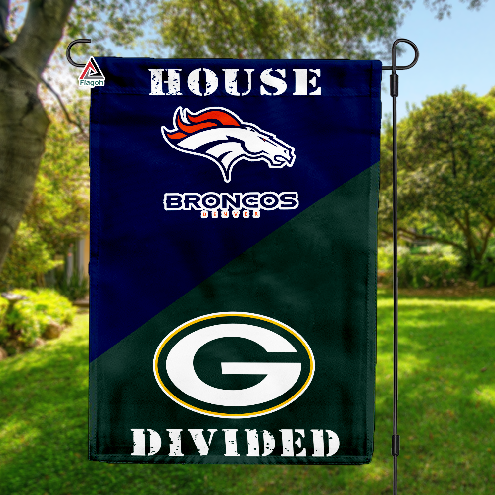 Broncos vs Packers House Divided Flag, NFL House Divided Flag
