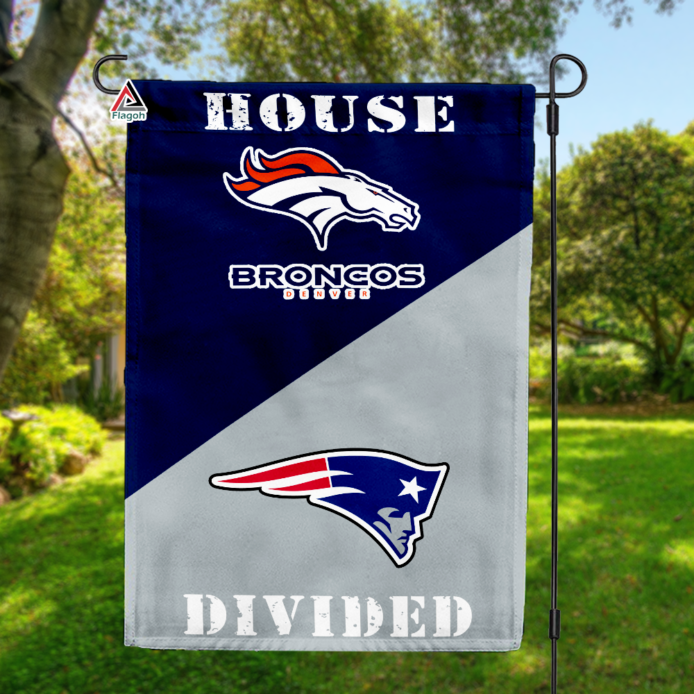 Broncos vs Patriots House Divided Flag, NFL House Divided Flag