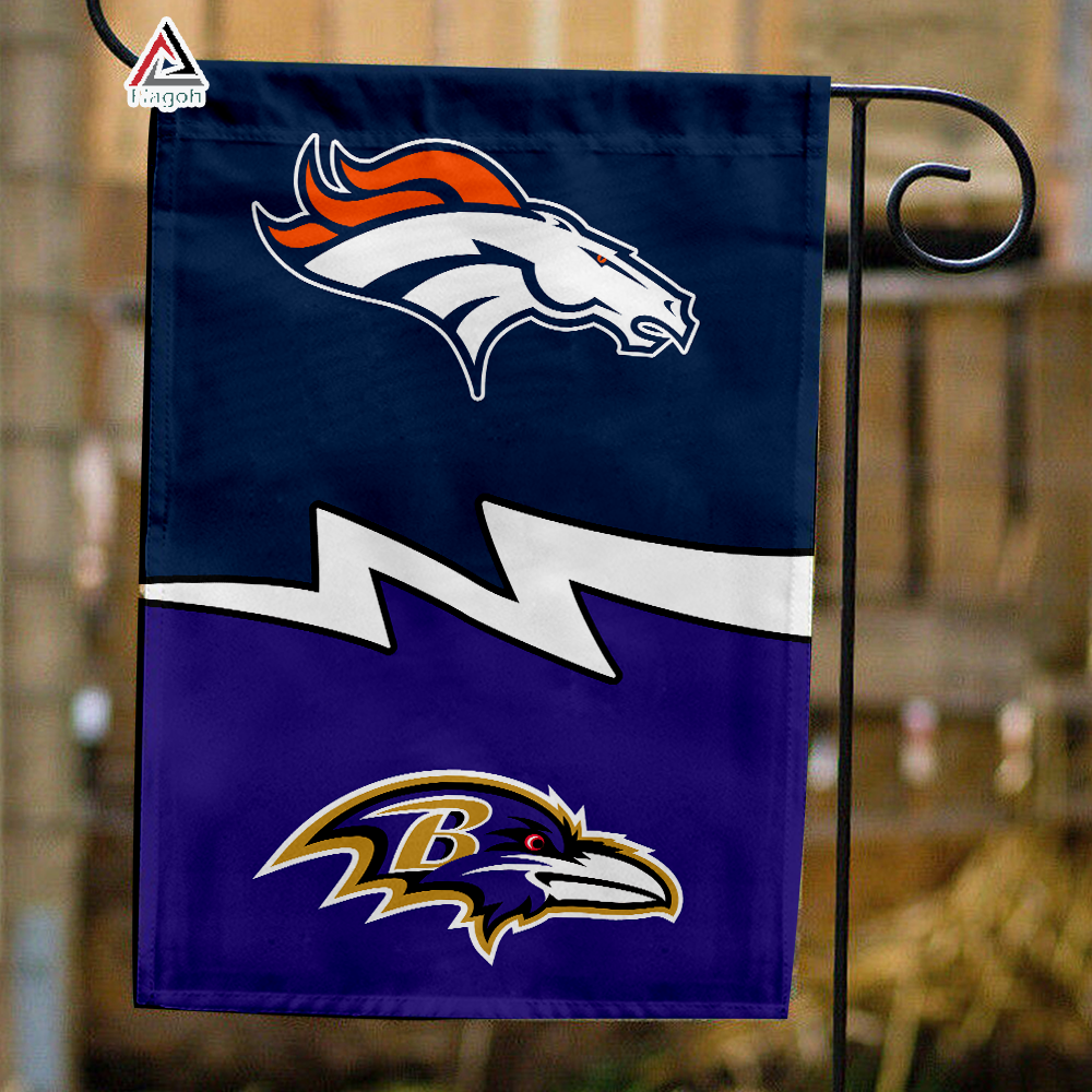Broncos vs Ravens House Divided Flag, NFL House Divided Flag