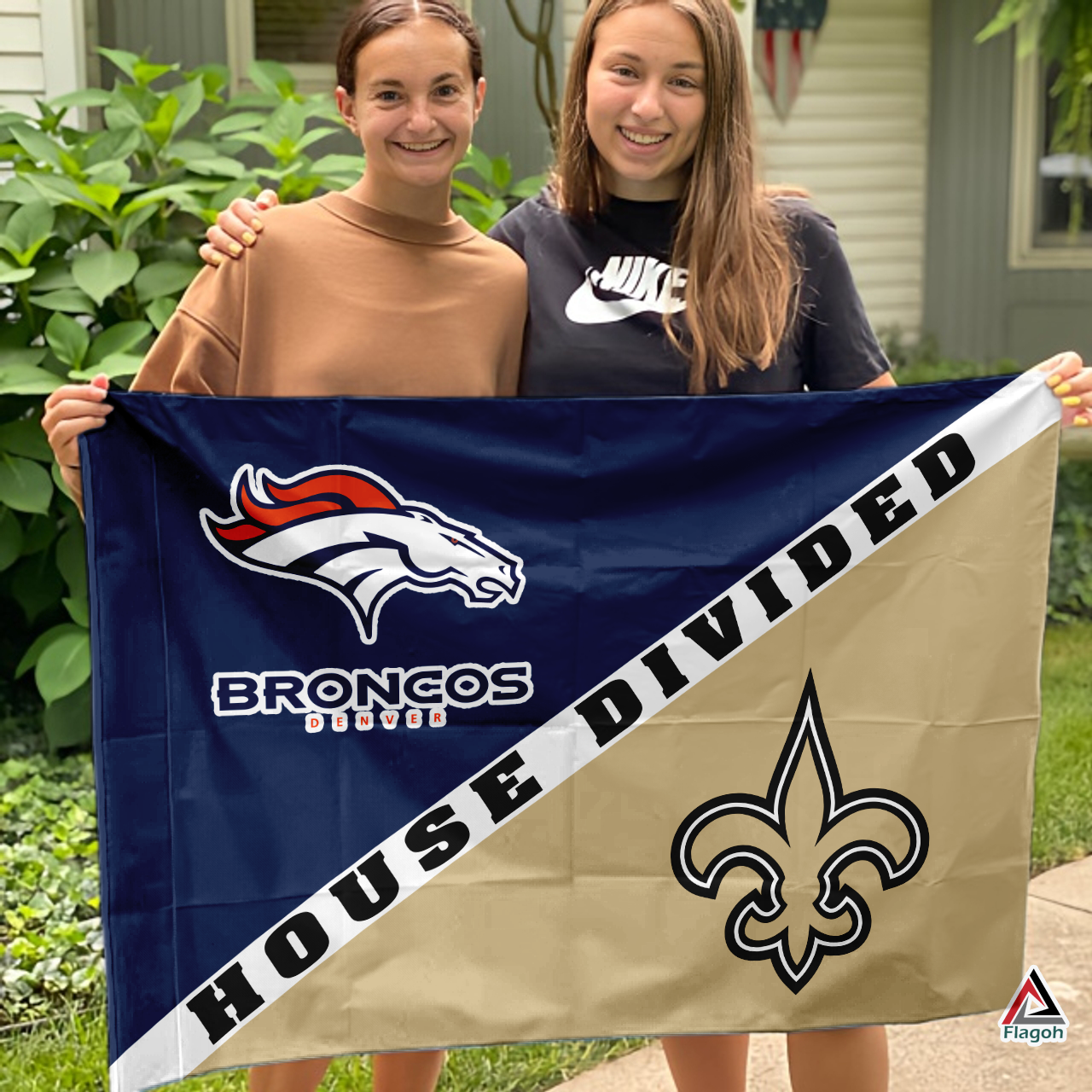 Broncos vs Saints House Divided Flag, NFL House Divided Flag - Image 3