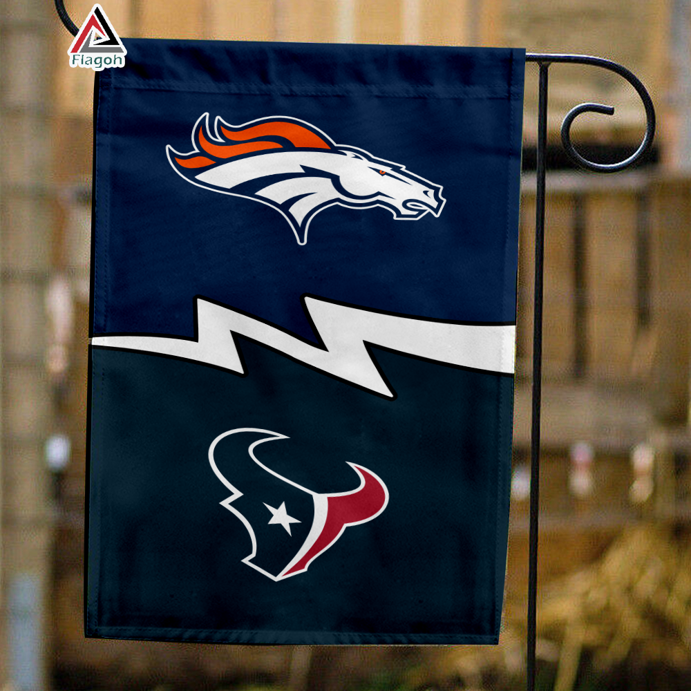 Broncos vs Texans House Divided Flag, NFL House Divided Flag