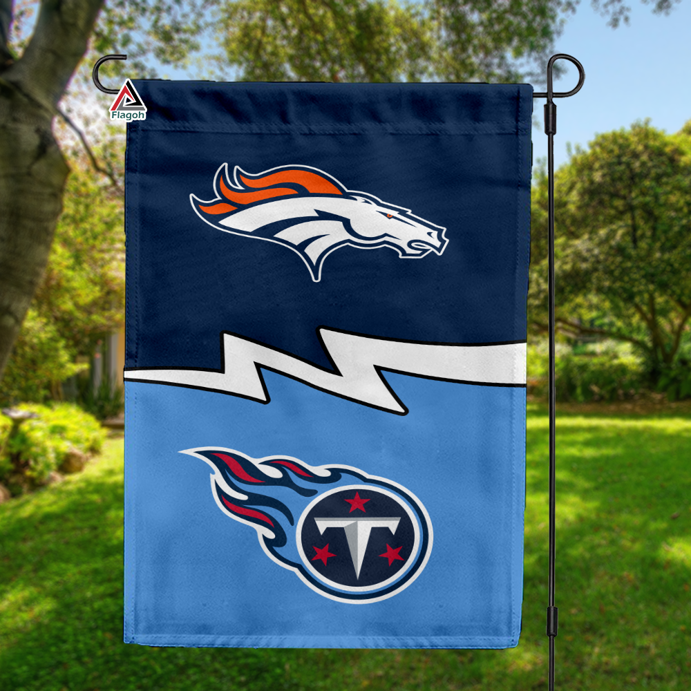 Broncos vs Titans House Divided Flag, NFL House Divided Flag