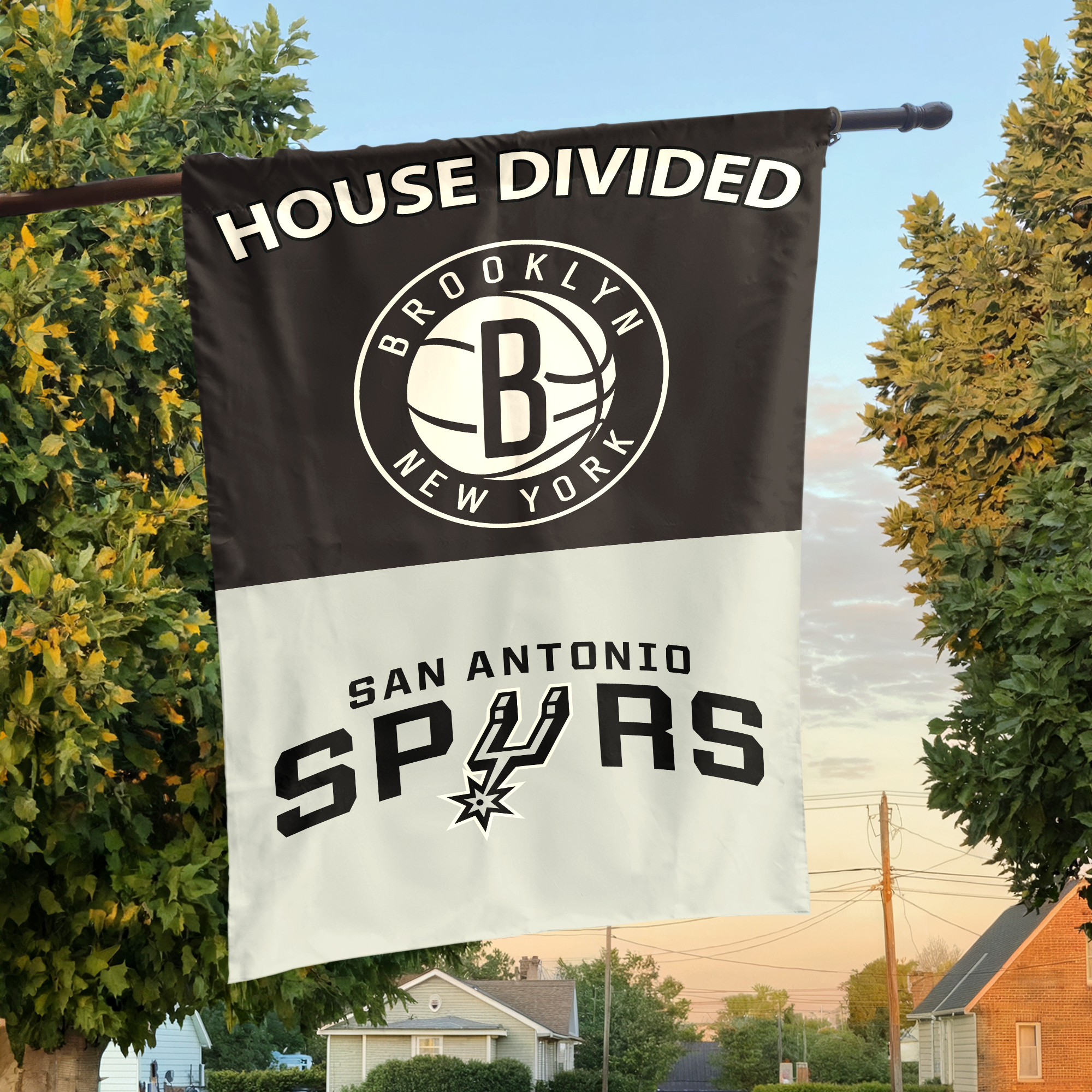 Brooklyn vs San Antonio House Divided Flag, NBA House Divided Flag