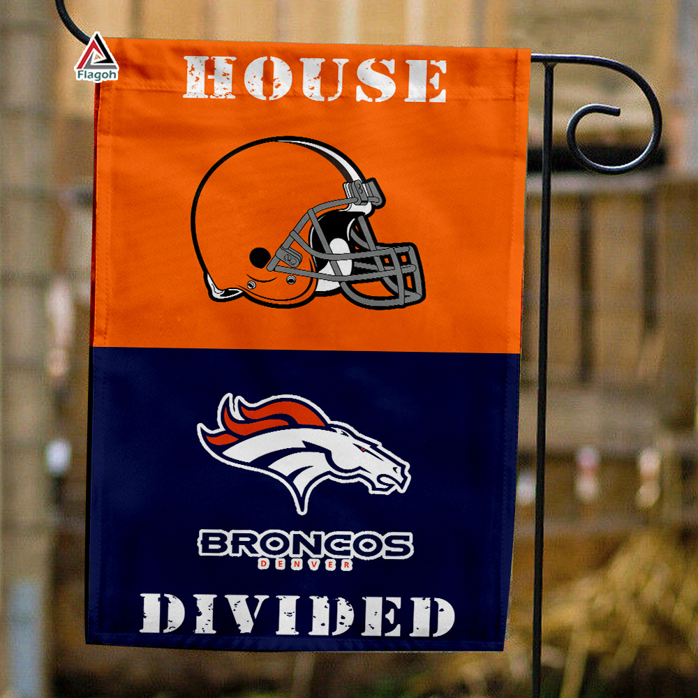 Browns vs Broncos House Divided Flag, NFL House Divided Flag