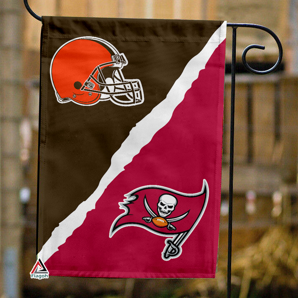 Browns vs Buccaneers House Divided Flag, NFL House Divided Flag