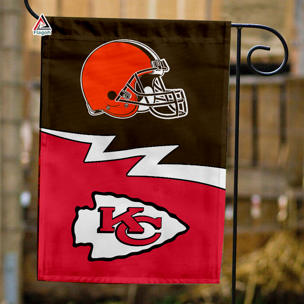 Browns vs Chiefs House Divided Flag, NFL House Divided Flag