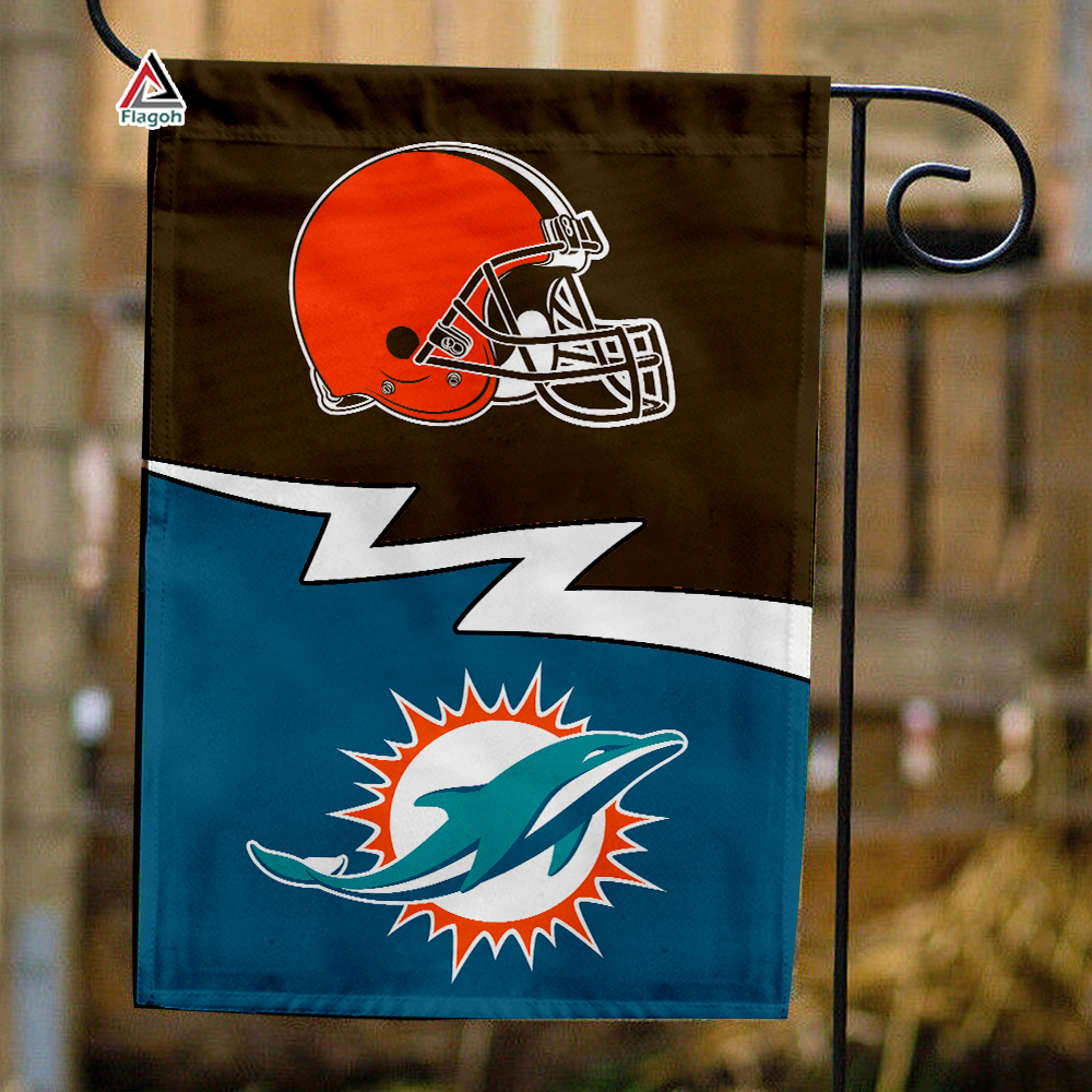 Browns vs Dolphins House Divided Flag, NFL House Divided Flag