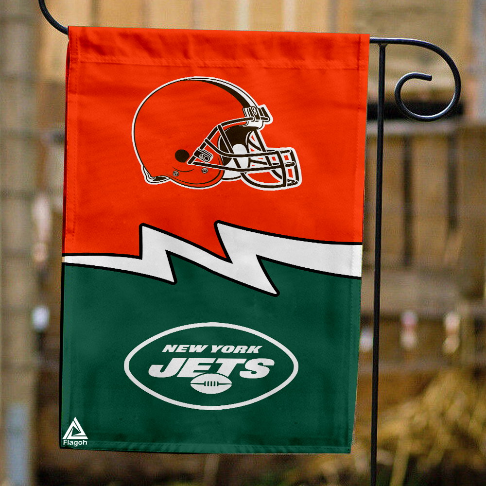 Browns vs Jets House Divided Flag, NFL House Divided Flag