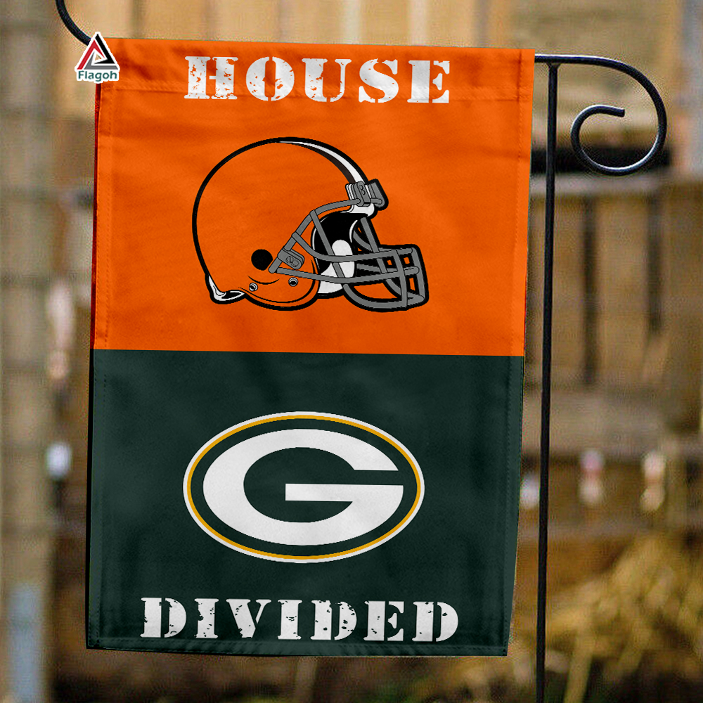 Browns vs Packers House Divided Flag, NFL House Divided Flag