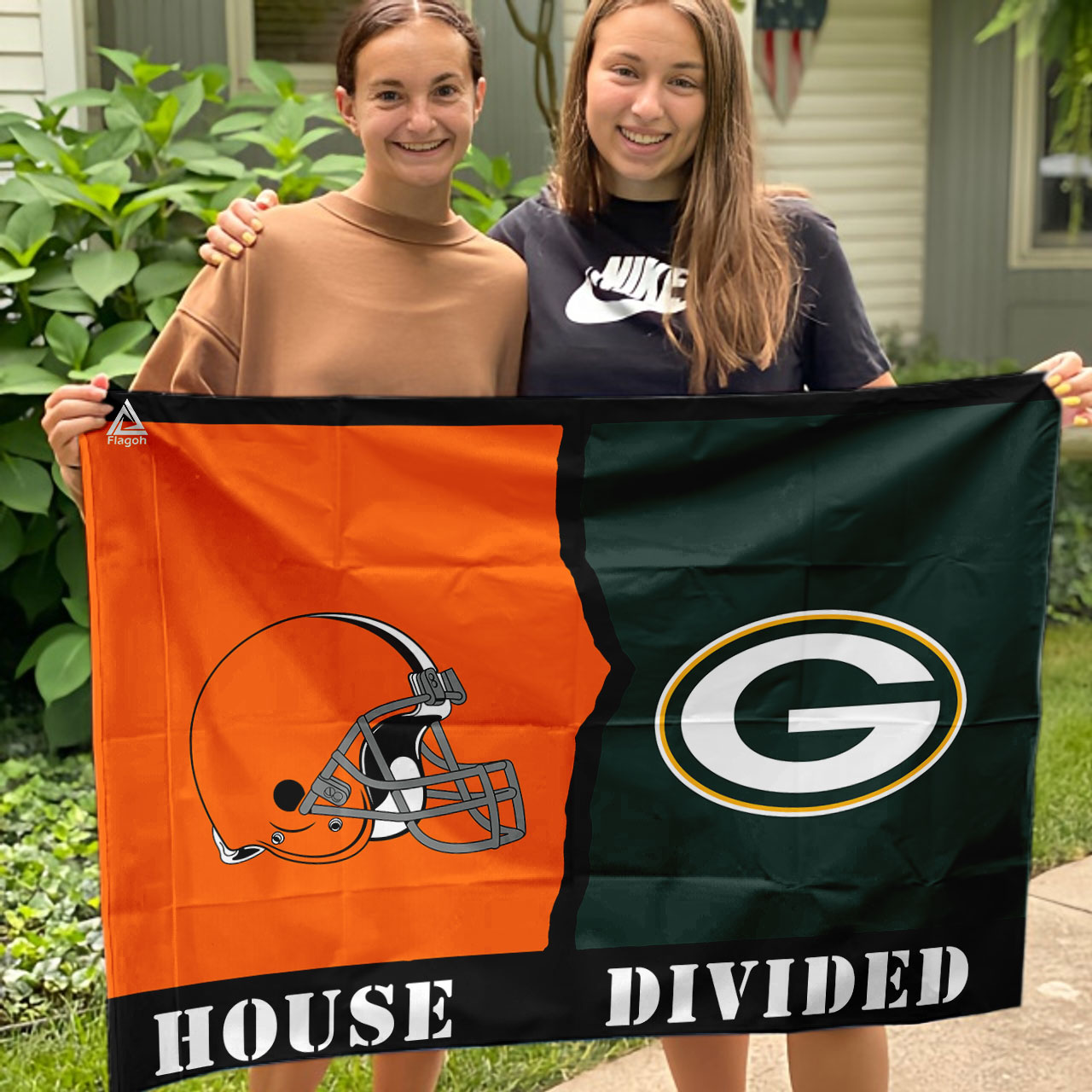 Browns vs Packers House Divided Flag, NFL House Divided Flag - Image 3
