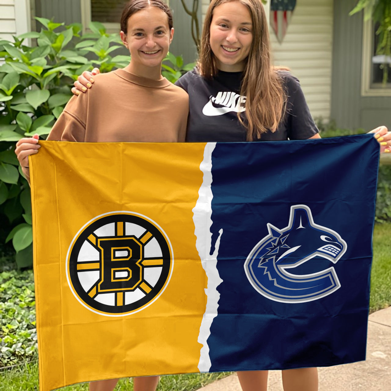 Bruins vs Canucks House Divided Flag, NHL House Divided Flag - Image 3