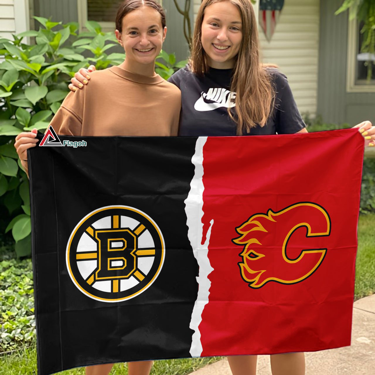 Bruins vs Flames House Divided Flag, NHL House Divided Flag - Image 3
