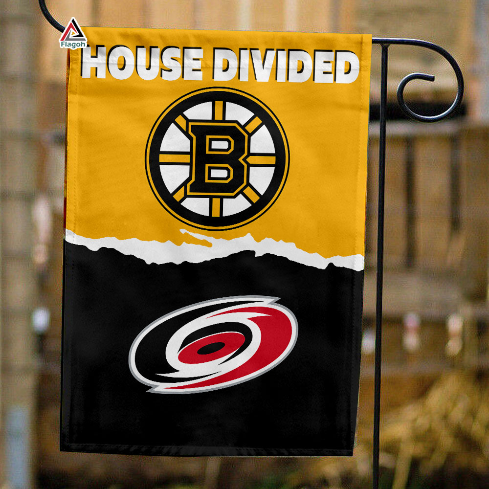 Bruins vs Hurricanes House Divided Flag, NHL House Divided Flag