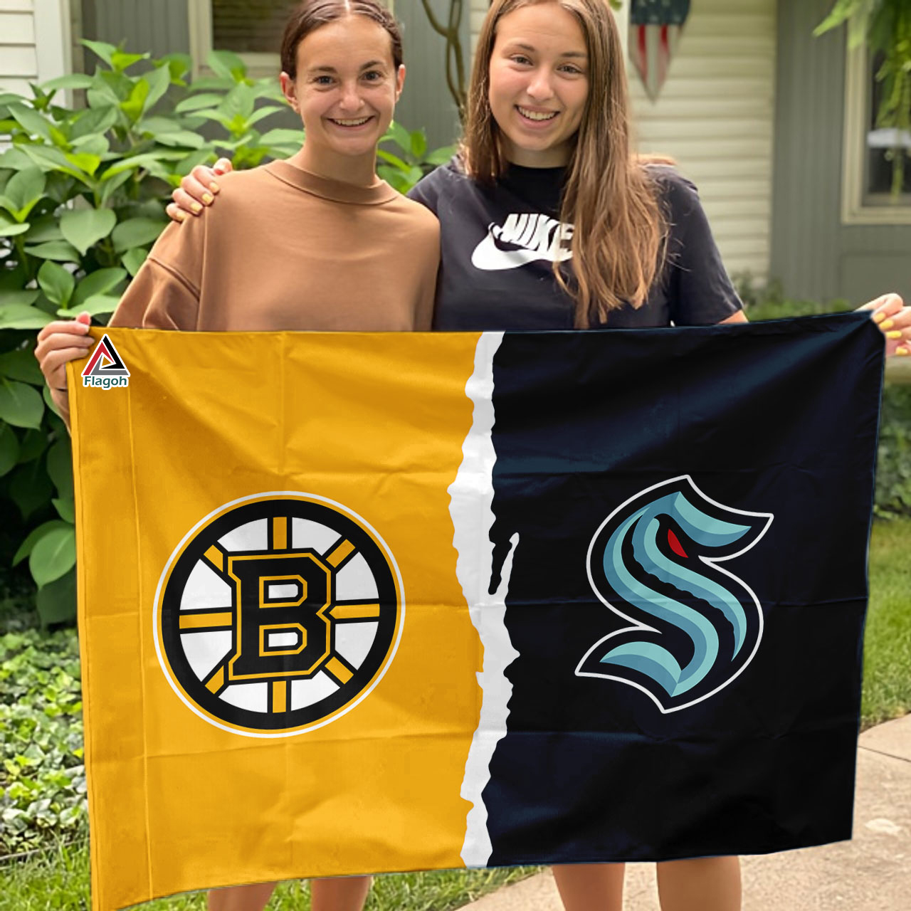 Bruins vs Kraken House Divided Flag, NHL House Divided Flag - Image 3