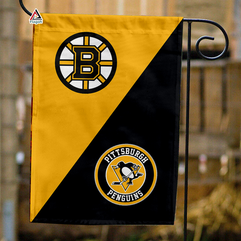 Bruins vs Penguins House Divided Flag, NHL House Divided Flag