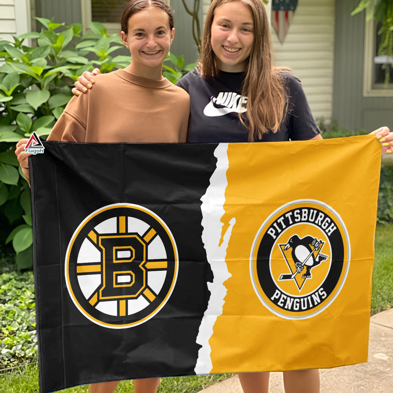 Bruins vs Penguins House Divided Flag, NHL House Divided Flag - Image 3
