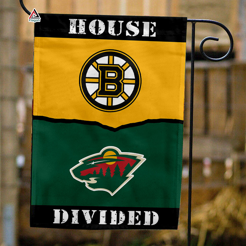 Bruins vs Wild House Divided Flag, NHL House Divided Flag