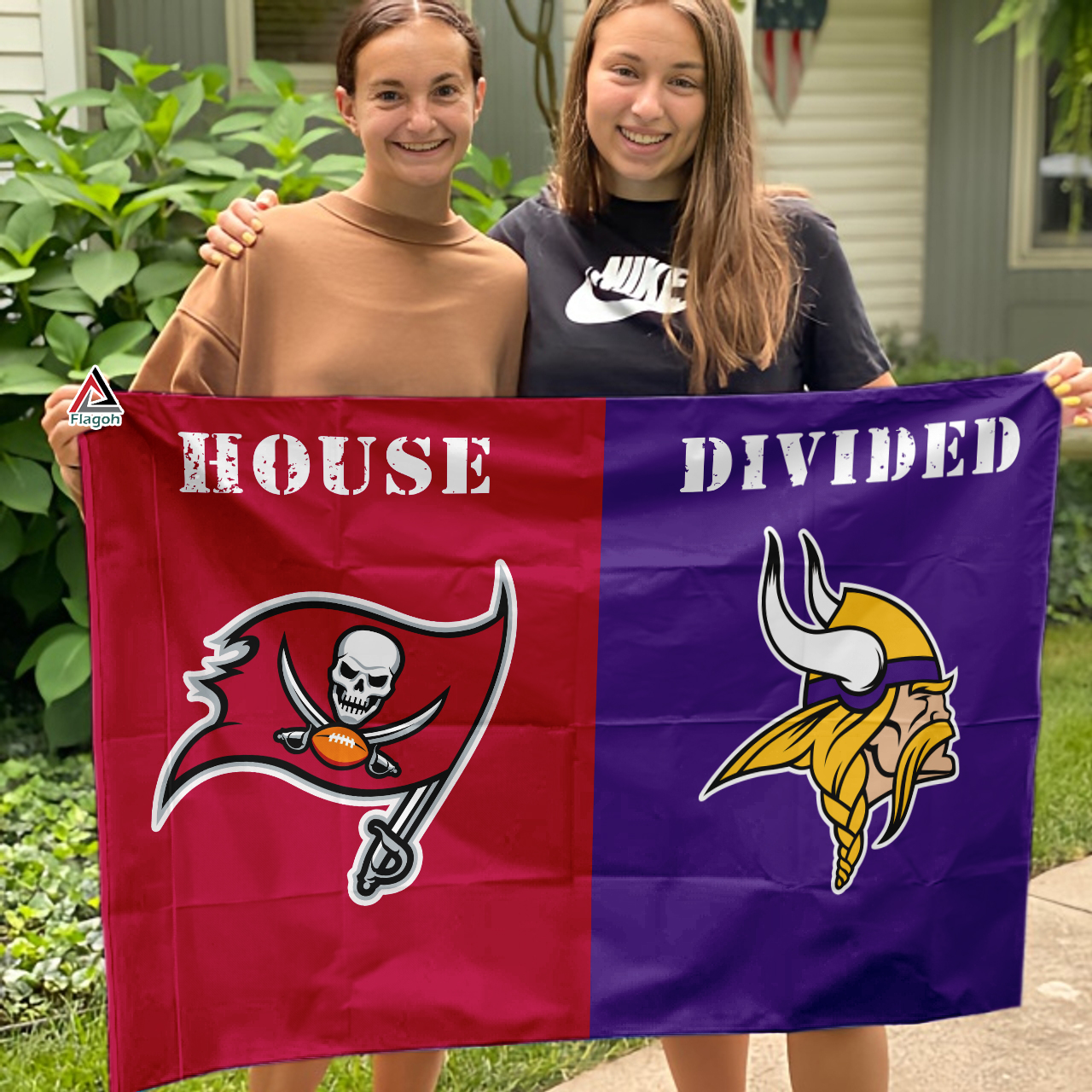 Buccaneers vs Vikings House Divided Flag, NFL House Divided Flag - Image 3