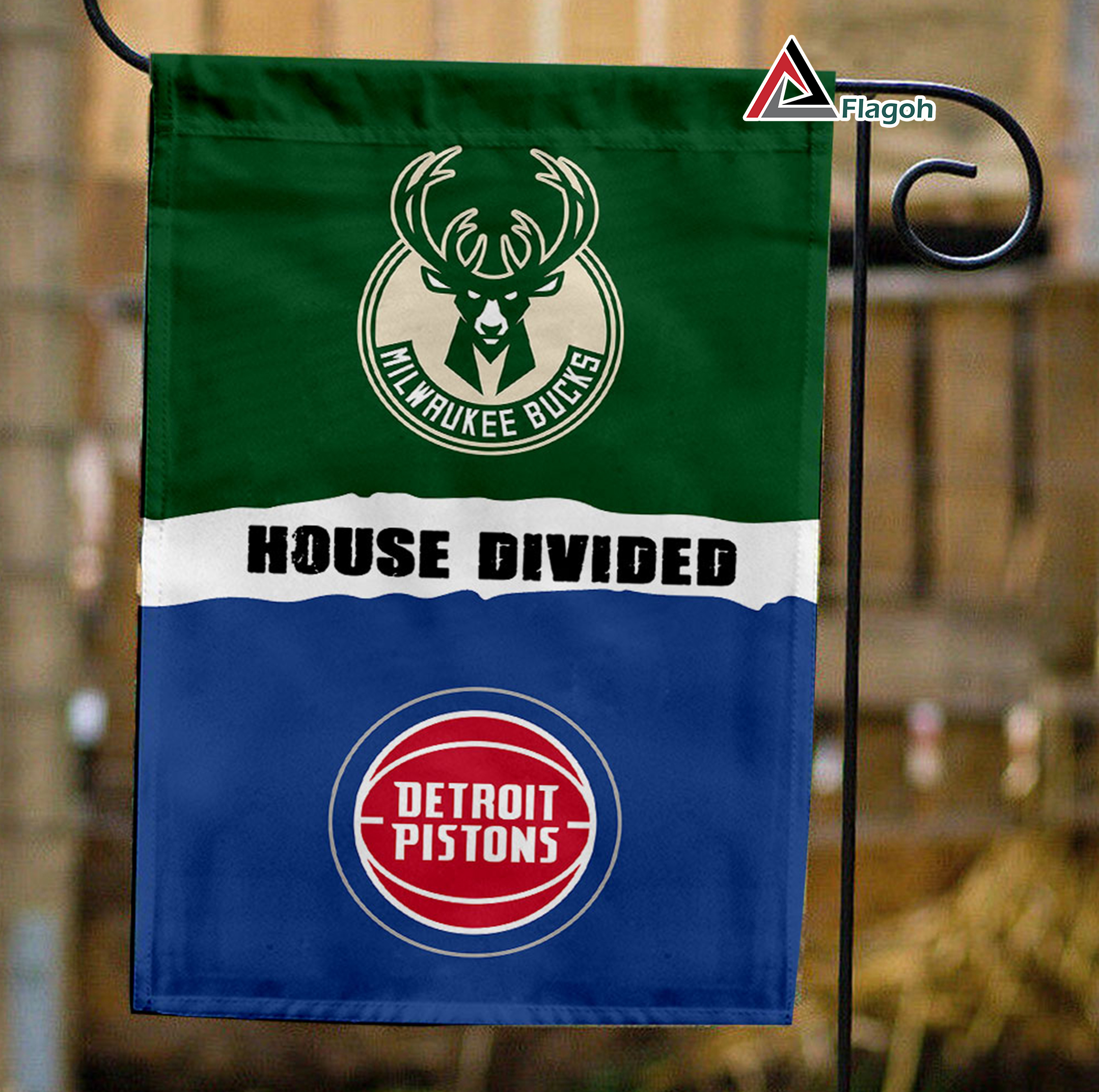 Bucks vs Pistons House Divided Flag, NBA House Divided Flag