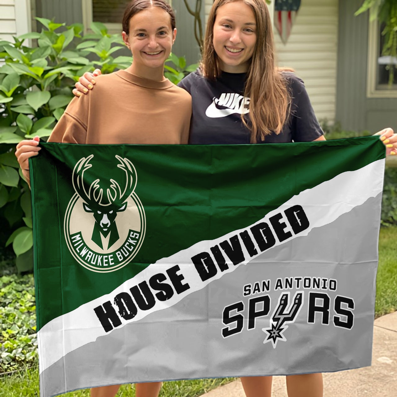 Bucks vs Spurs House Divided Flag, NBA House Divided Flag - Image 3